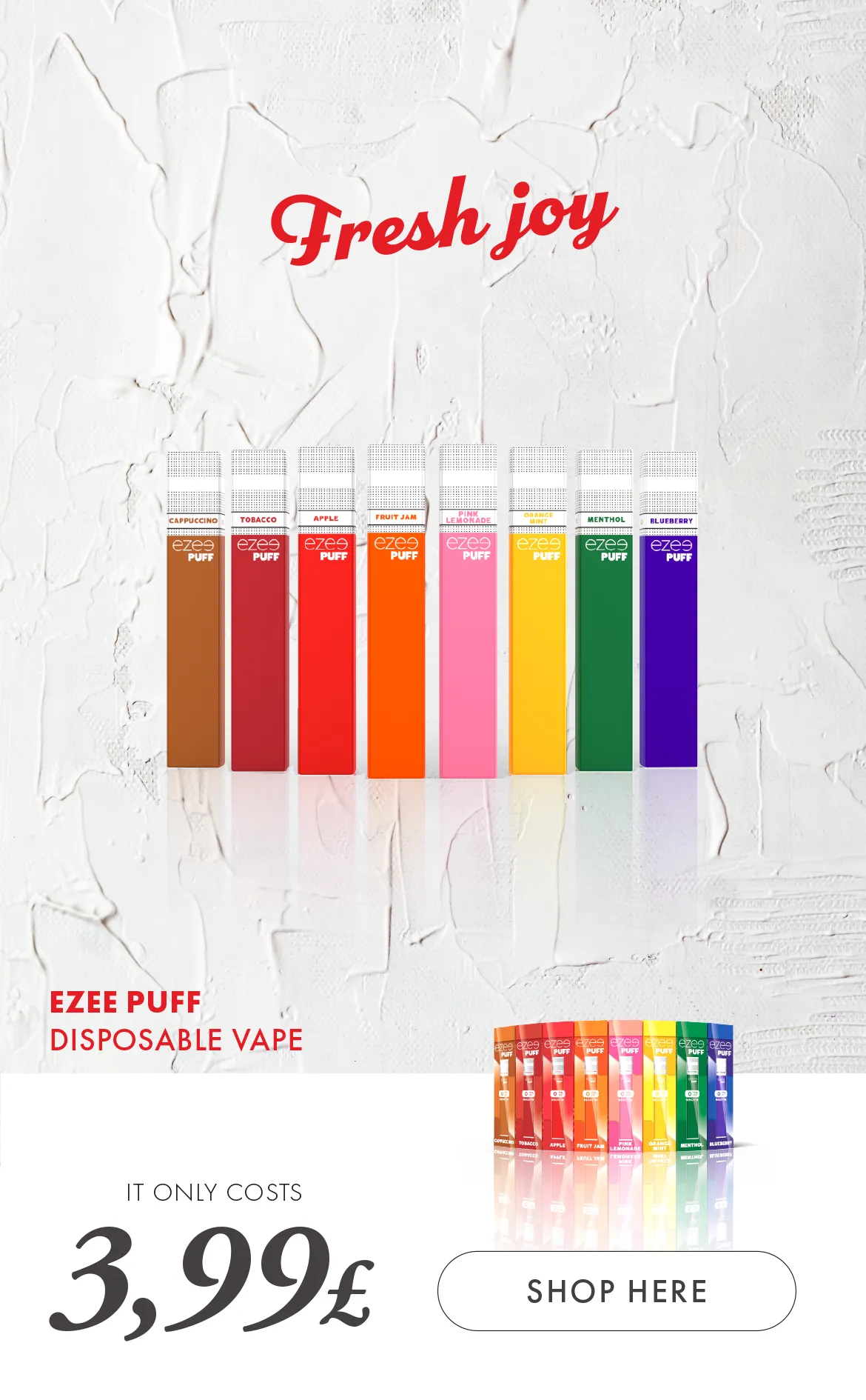 ezee puff disposable vape e-cigarette 300 puff nicotine free