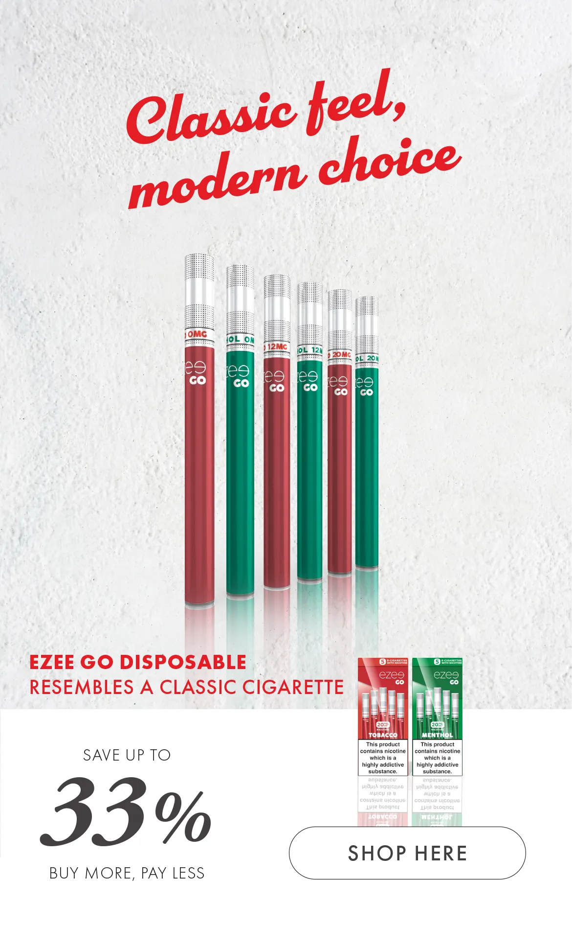 disposable cigalike vape e-cigarette e-cig no nicotine free tobacco menthol