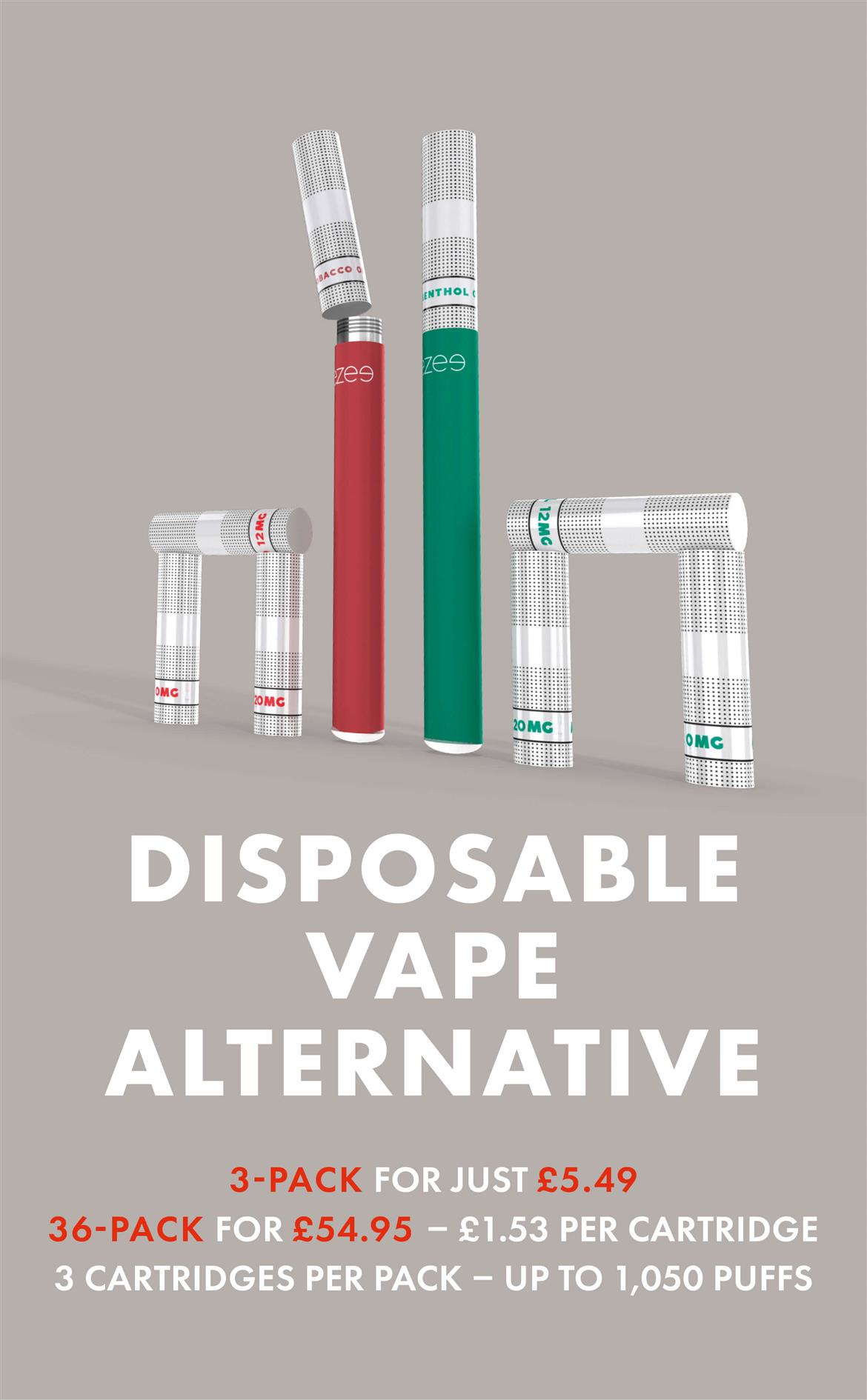 ezee e-cigarette starter set kit vape cigalike disposable cartridges filters no nicotine