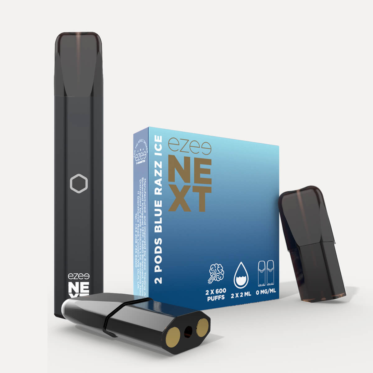 Ezee Next Pod Kit Black - Blue Razz Ice Nicotine Free