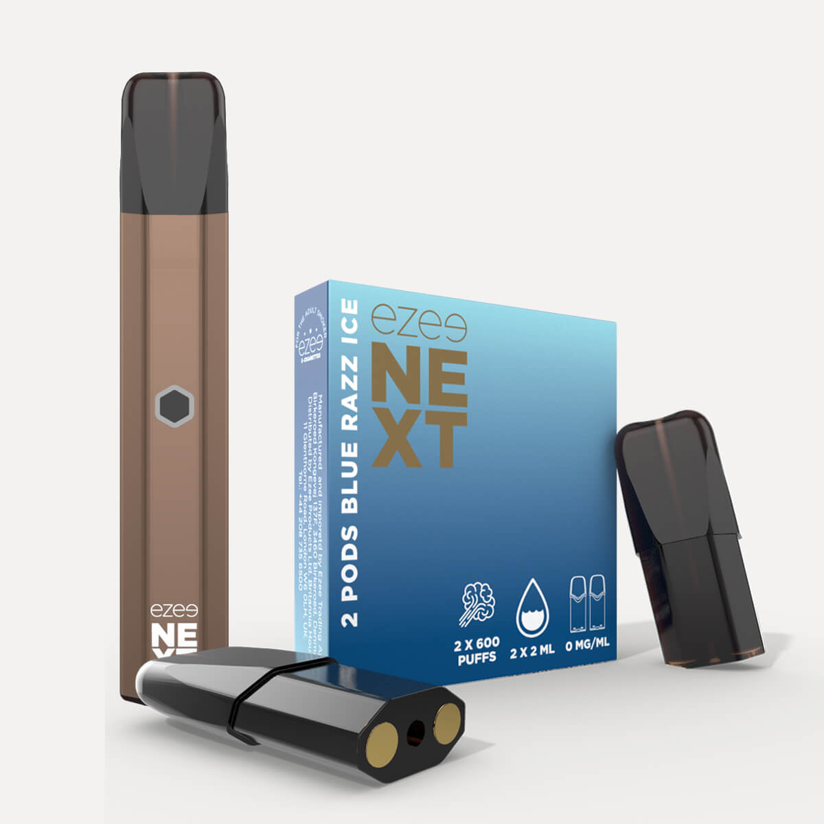 Ezee Next Pod Kit Brown - Blue Razz Ice Nicotine Free