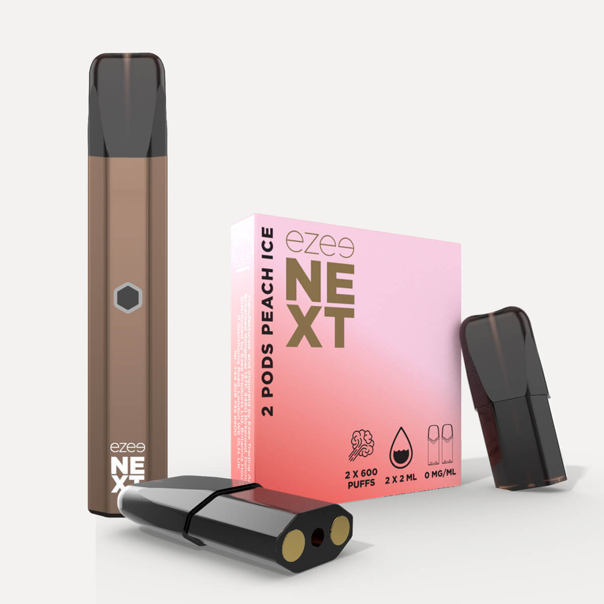 Ezee Next Puff Bar Kit Brown - Peach Ice 0mg