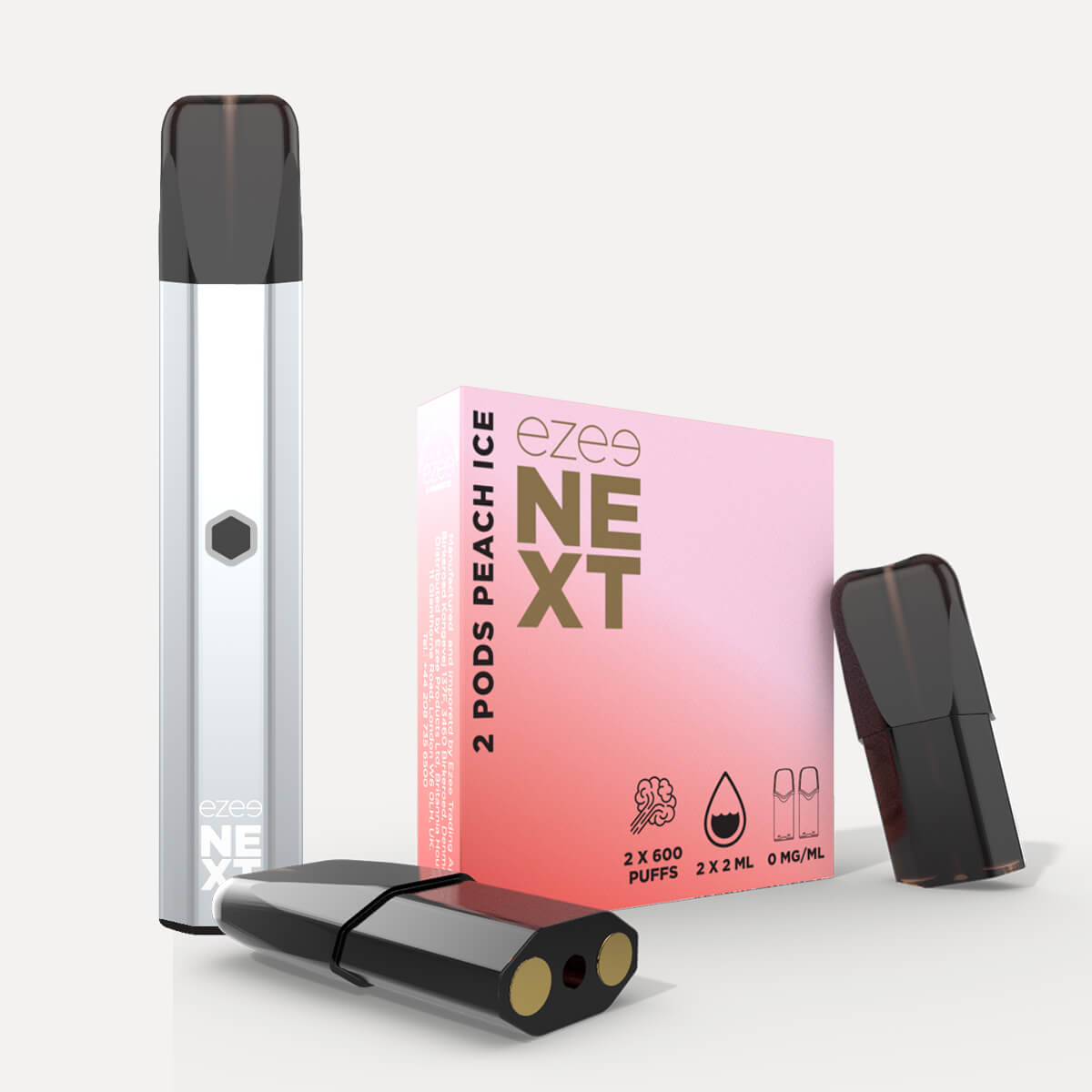 Ezee Next Pod Kit Silver - Peach Ice Nicotine Free