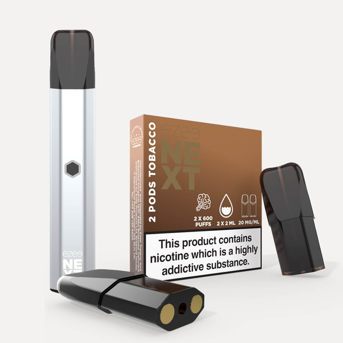 Ezee Next Puff Bar Kit Silver - Tobacco 20mg