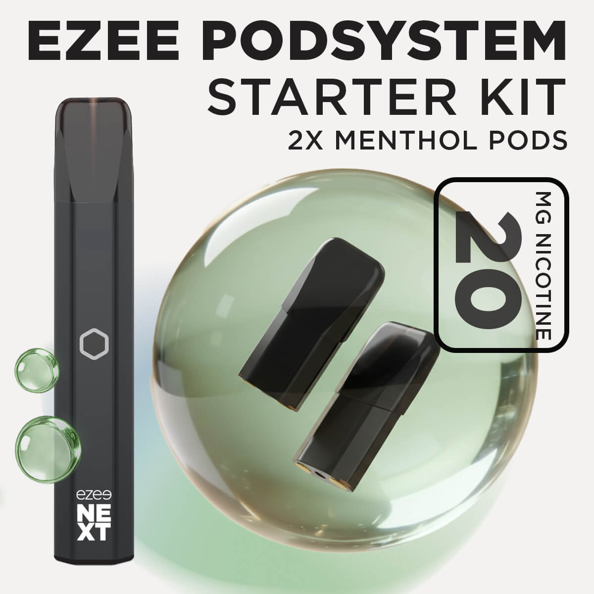 Ezee Next Pod Starter Kit Black - Menthol 20mg