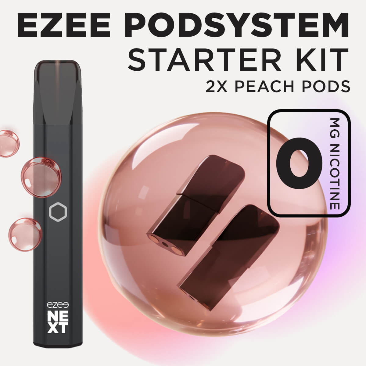 Ezee Next Pod Starter Kit Black - Peach Ice 0mg