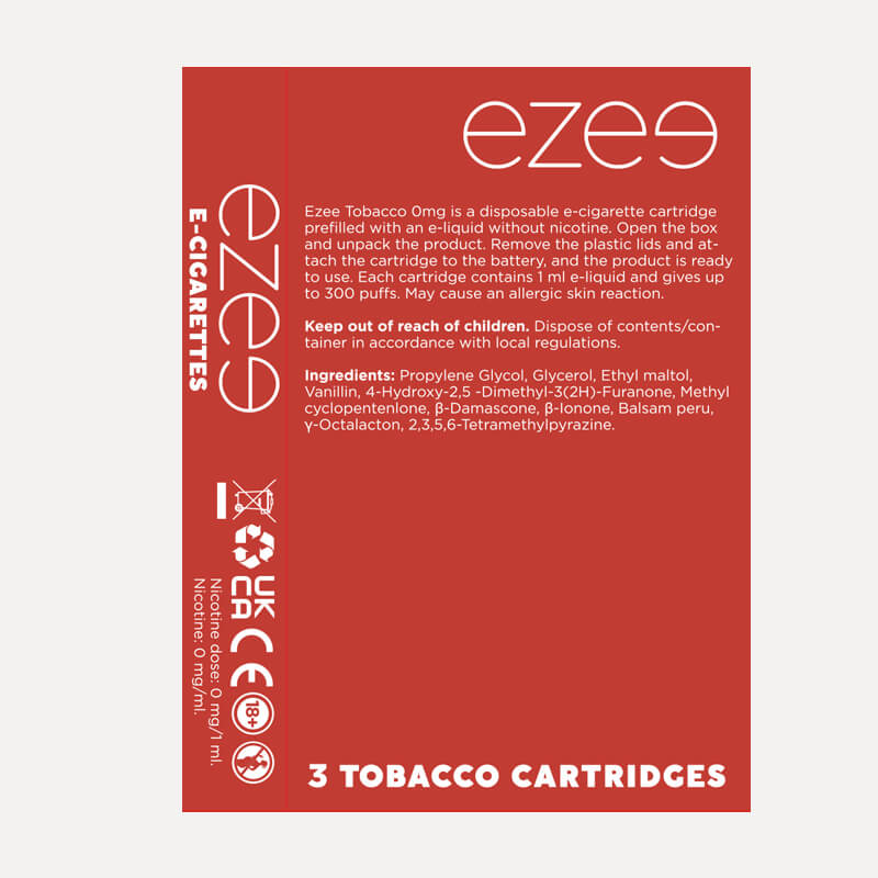 Ezee Cigalike Cartridges Tobacco Nicotine free 3 pcs.