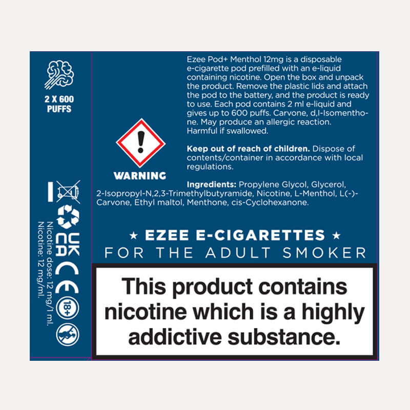 Ezee Pods Menthol 12mg/ml Nicotine 2 pcs.