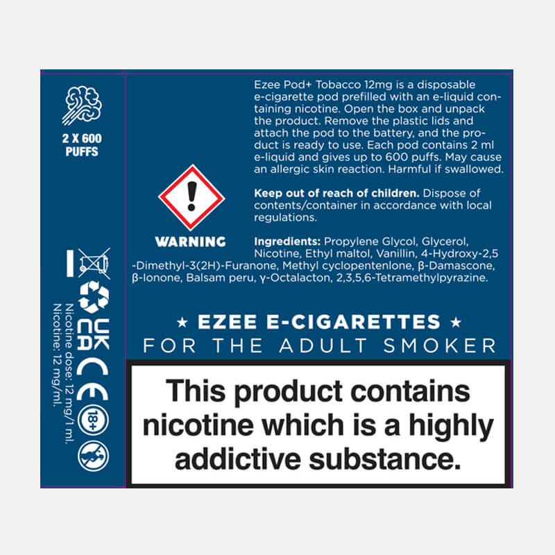 Ezee Pods Tobacco 12mg/ml Nicotine 2 pcs.