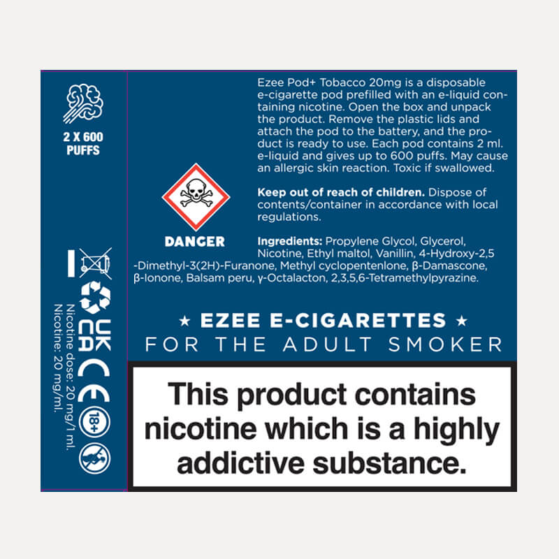 Ezee Pods Tobacco 20mg/ml Nicotine 2 pcs.
