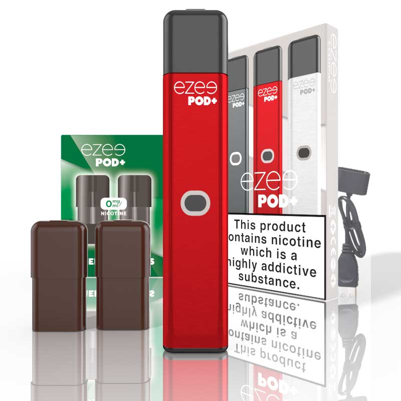 disposable vape pod starter kit ezee pod+ menthol red color flavor nicotine no nicotine