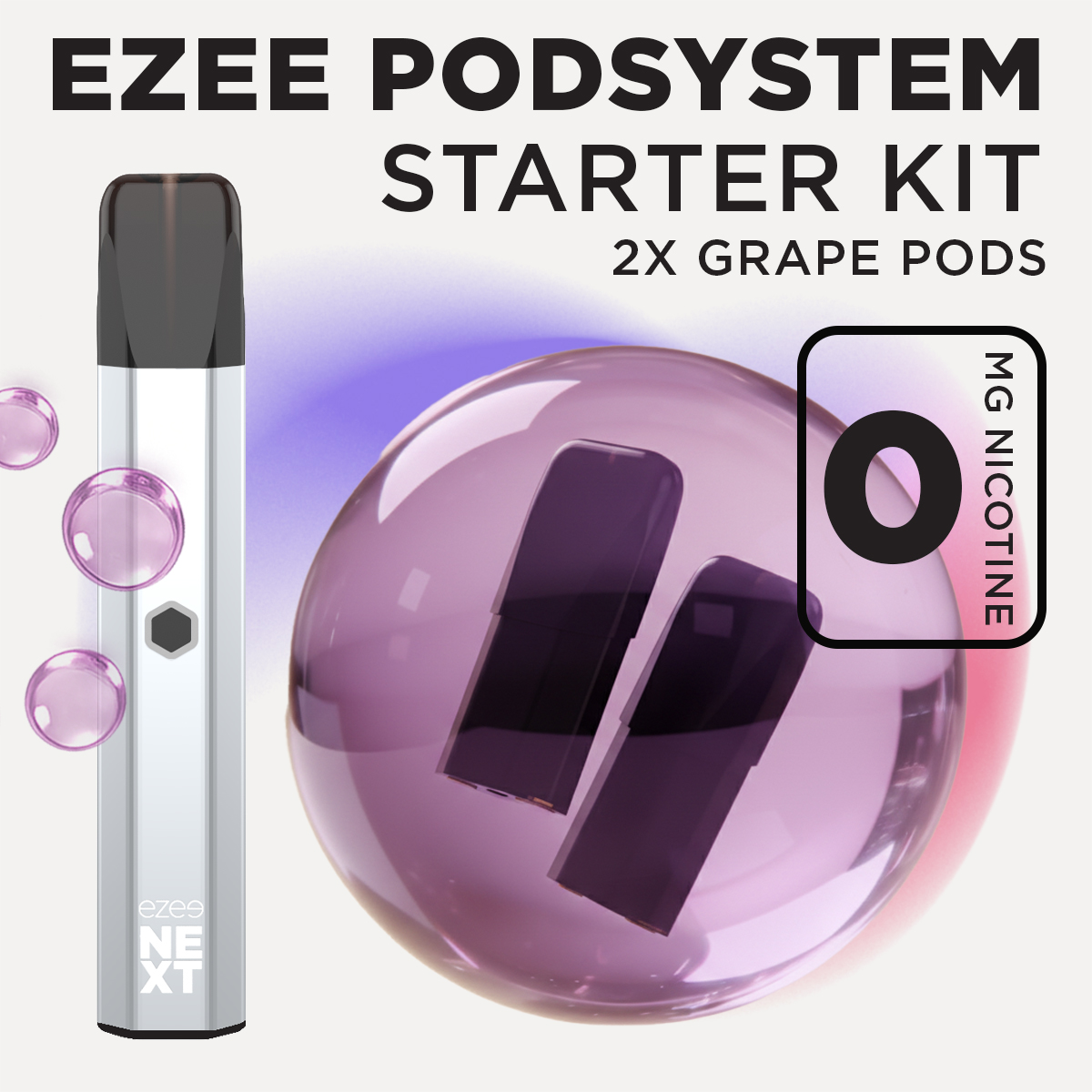 Ezee Next Puff Bar Kit Silver - Grape Ice 0mg
