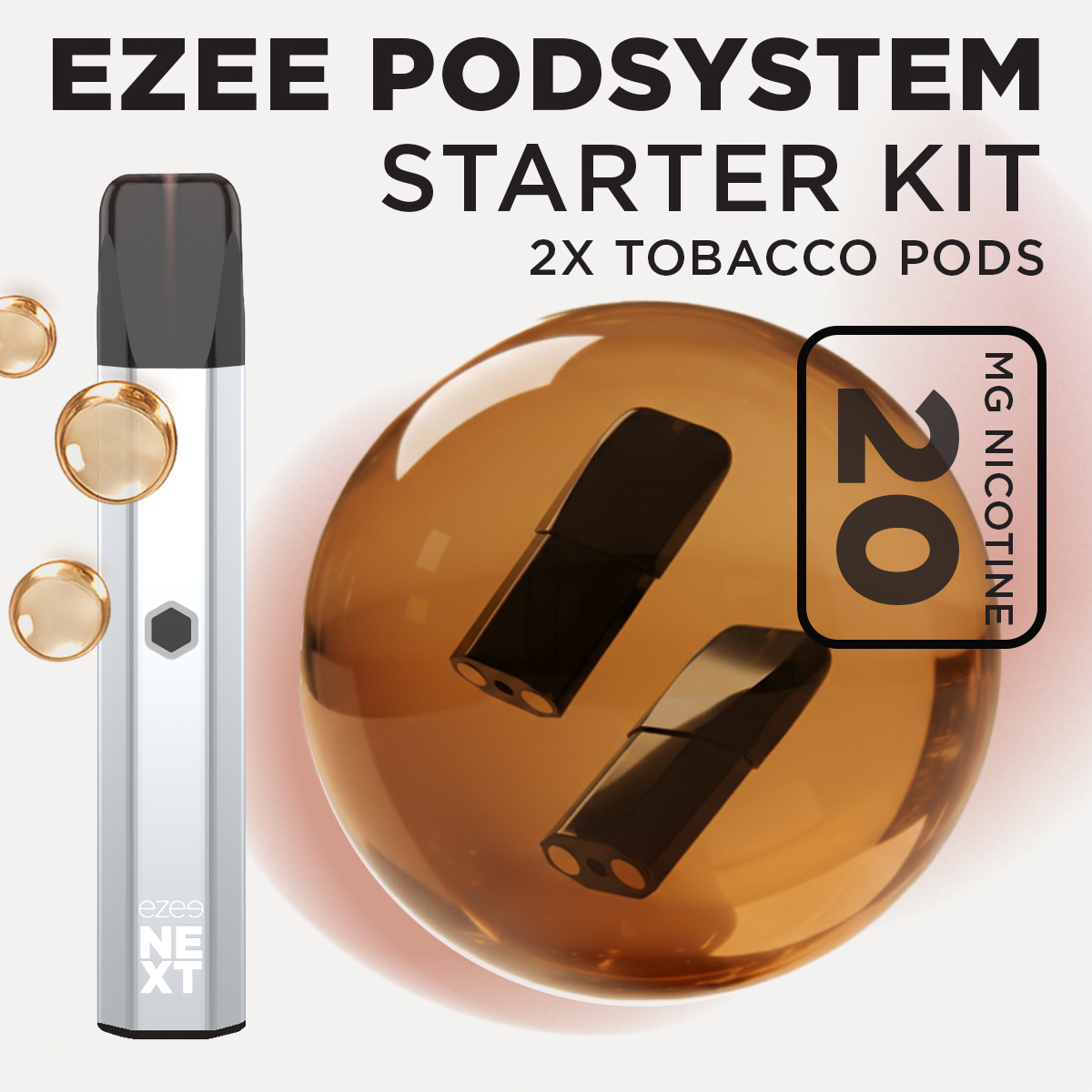 Ezee Next Puff Bar Kit Silver - Tobacco 20mg