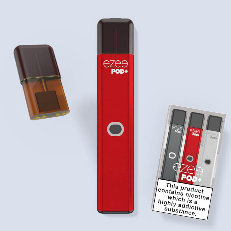 disposable vape pod starter kit ezee pod+ menthol red color flavor nicotine nicotine free
