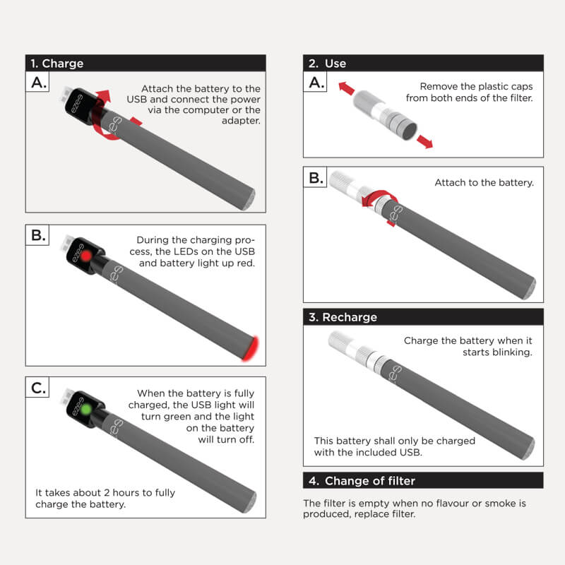 Battery (Red) & USB (without cartridges)
